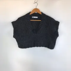 ZARA ショート丈 Vネックニットベスト レディース M ブラック 3122202602190019