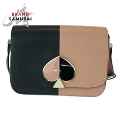 美品 Kate Spade ケイトスペード ニコラ ピンク ブラック ゴールド金具 レザー ショルダーバッグ ポシェット レディース 505416【中古】