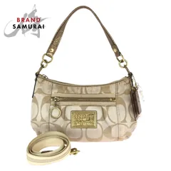 COACH コーチ ポピー シグネチャー 2way ベージュ ゴールド金具 キャンバス/レザー 15317 ショルダーバッグ ハンドバッグ 600897【中古】