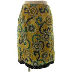 アルチザン ARTISAN スカート ミディ丈 シルク100％ 日本製 総柄 イエロー系 黄色系 山吹色  ネイビー 紺 ブルー 青 ベージュ 9