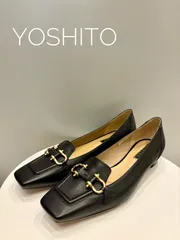 【YOSHITO/ヨシト】ビット付きローファーパンプス　24.5㎝　黒　パンプス　ローファー　ビット付　ローヒール　本革のサムネイル