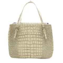 キャット イン ザ クローゼット cat in the closet トートバッグ 牛床革 レザー クロコダイル型押し バニラカラー /UO ■GY1