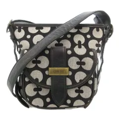 アナスイ ANNA SUI ショルダーバッグ 斜め掛け クロスボディ キャンバス レザー ロゴ 総柄 黒 ブラック 白 ホワイト /GV ■GY13