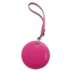 コーチ COACH ミラーチャーム バッグチャーム キーホルダー レザー ラウンド タッセル ロゴ ピンク /XZ ■GY14