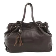 フルラ FURLA ハンドバッグ トート 巾着 肩掛け タッセル ロゴ レザー 茶 ダークブラウン /GV ■GY11