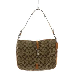 コーチ COACH ショルダーバッグ キャンバス レザー 皮革 シグネチャー ロゴ ベージュ 茶 ブラウン 6077P /MP ■GY18