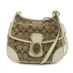 コーチ COACH ショルダーバッグ キャンバス レザー 皮革 シグネチャー ターンロック 白 ホワイト ベージュ 10567 /MP ■GY42
