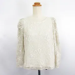 プロポーション ボディドレッシング PROPORTION BODY DRESSING ブラウス シャツ 長袖 ラウンドネック プルオーバー 総レース M ライトベージュ ※EKM