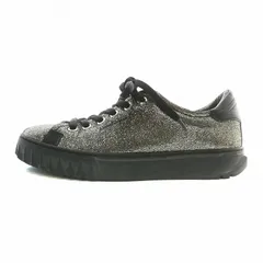 サルヴァトーレフェラガモ Salvatore Ferragamo スニーカー レザー ローカット 4.5 22cm シルバー色 黒 ブラック /XZ ■GY03