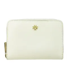 トリーバーチ TORY BURCH コインケース 小銭入れ ラウンド キーリング付き レザー 革 ダブルTロゴ 白 ホワイト /CK27 ■GY18