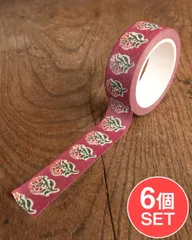 【6個セット】紫小花柄-ティラキタオリジナル マスキングテープ 15mm x 10m / セット マスキングテープ かわ