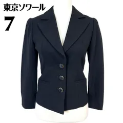 【美品】 東京ソワール テーラードジャケット 3ボタン 7 ブラック 無地