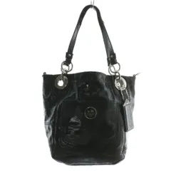 コーチ COACH ハンドバッグ ショルダー 2WAY エナメル レザー オプアート 総柄 ロゴ 黒 ブラック 14418 /XZ ■GY18