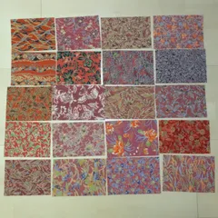 昭和レトロ　メリンス和柄ハギレ 20枚セット　見本帳剥がし・まとめ売り 　D-2