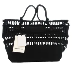 ビューティフルピープル beautiful people konbu knit shopping busket bag かごバッグトートバッグ F 黒 ブラック カットアウト /NLのサムネイル