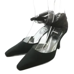 レネカオヴィラ Rene Caovilla パンプス スエード メッシュ スクエアトゥ ハイヒール ラインストーン 35.5 22.5cm 黒 ブラック /XZ ■GY19