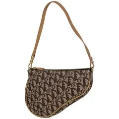 クリスチャンディオール Christian Dior トロッター柄 サドルバッグ ハンドバッグ ワンショルダー ショルダーバッグ キャンバス ブラウン レディース 【中古】