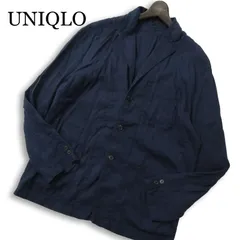 UNIQLO ユニクロ 春夏★ リネンブレンド テーラード ジャケット Sz.XL メンズ 紺 ネイビー 大きいサイズ