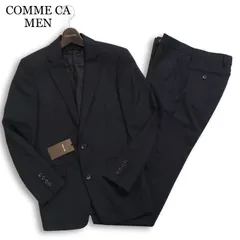 【新品 未使用】 COMME CA MEN コムサ メン 通年 総裏 ウール★ スーツ セットアップ Sz.2XS メンズ 黒 定価9.3万★