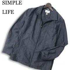 SIMPLE LIFE シンプルライフ レナウン 麻 リネン混★ ジップ ブルゾン ジャケット Sz.LL メンズ 紺 ネイビー 大きいサイズ