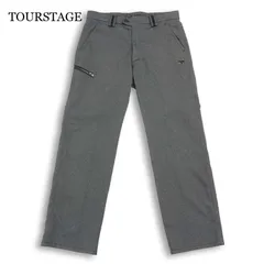 TOURSTAGE ツアーステージ ゴルフ 通年 ロゴ刺繍★ ヘリンボーン スラックス パンツ Sz.85 メンズ 灰 グレー