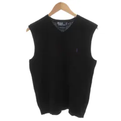 ポロ バイ ラルフローレン Polo by Ralph Lauren ニットベスト プルオーバー ウール M 黒 ブラック Vネック ロゴ刺繍 /FF ■GY50