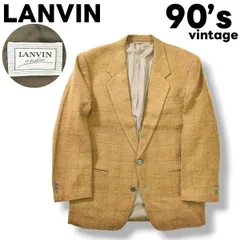 90s LANVIN ランバン ピンチェック ウール シングル テーラードジャケット ブラウン