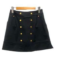 ヌニ nuni スカート 台形 タイト インナーパンツ ストレッチ ミニ丈 40 紺 ネイビー