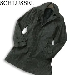 SCHLUSSEL シュリセル 秋冬 中綿 ライナー★ ストライプ スリム トレンチ コート Sz.2 メンズ グレー 日本製のサムネイル