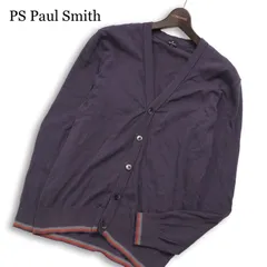 Paul Smith ポールスミス 通年★ マルチカラー ストライプ ニット カーディガン V ネック 羽織り Sz.XL メンズ ネイビー