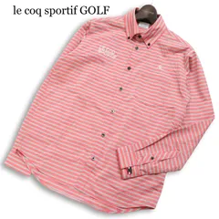 le coq sportif GOLF ルコック スポルティフ ゴルフ 通年 ロゴ刺繍★ 長袖 ストライプ ボタンダウン シャツ Sz.M メンズ