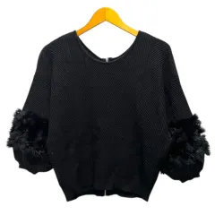 トラッゾドンナ Torrazzo Donna ニット セーター ファー バックファスナー 長袖 F 黒 ブラック