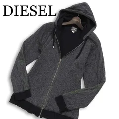 DIESEL ディーゼル 通年 サイドライン★ ヘリンボーン ジップアップ パーカー フーディー Sz.S メンズ 黒