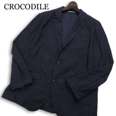 CROCODILE クロコダイル 春夏★ アンコン テーラード  ジャケット Sz.LL メンズ 紺 ネイビー 大きいサイズ
