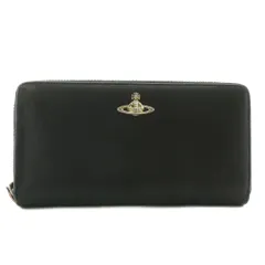 ヴィヴィアンウエストウッド Vivienne Westwood 長財布 レザー ラウンドファスナー オーブ ロゴ ゴールド金具 黒 ブラック /XZ ■GY01