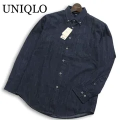 【新品 未使用】 UNIQLO ユニクロ 通年 ★ コットン100％ ボタンダウン  デニム シャツ Sz.S メンズ ネイビー 紺