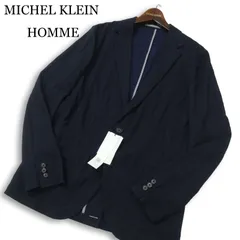 新品 未使用★ MICHEL KLEIN HOMME ミッシェルクラン オム 春夏★ ストライプ テーラード ジャケット Sz.48 メンズ ネイビー