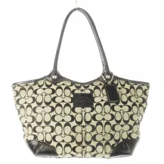 コーチ COACH トートバッグ ハンドバッグ キャンバス レザー 革 エナメル シグネチャー ロゴ型押し 黒 ブラック F12564 /CK6 ■GY18