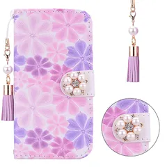 【新品】 iPod touch 6世代専用カバー iPod touch 5世代 ケース アイポット5 /6ケース 手帳型ケース 可愛い花柄【COCOMO】 真珠花柄 シルク カード収納 チャーム な タッセル ストラップ付き スタンド機能付き マグネット付 0