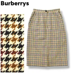 90s バーバリー Burberrys ガンクラブチェック ミディ丈 ひざ下丈 ツイード タイトスカート 7 レディース ♪
