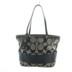 コーチ COACH 10124 トートバッグ ハンド キャンバス レザー シグネチャー ロゴ 黒 ブラック ■GY11 /MQ