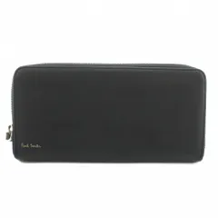 ポールスミス PAUL SMITH 長財布 小銭入れあり レザー ロゴ ラウンドファスナー 黒 ブラック /KW ■GY18