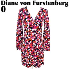 美品 Diane von Furstenberg シルク長袖ワンピース 0ピンク