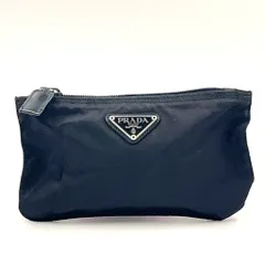 PRADA トライアングルロゴ ナイロン ブラック ポーチ シルバー