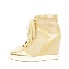 ジミーチュウ JIMMY CHOO ハイカットスニーカー インヒール ハイヒール スエード レザー レースアップ 星 ロゴ 36 23cm ベージュ /AH2 ■GY19