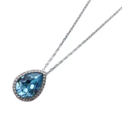 スワロフスキー SWAROVSKI ティアドロップ ネックレス ペンダント ラインストーン クリア 水色 ライトブルー シルバーカラー /KW ■GY11