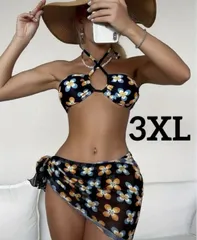 【新品】レディース 豪華3点セット✨ ホルターネック ハイカット ビキニ & カバーアップ付 水着