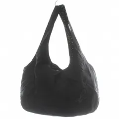 アニエスベー agnes b. トートバッグ ショルダー 2WAY ナイロン キャンバス 裏地星柄 スター ロゴ ワッペン 黒 ブラック /XZ ■GY14