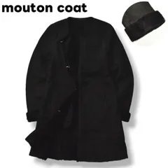 古着 unknown 裏ボア リアル 羊皮 ムートンジャケット コート 黒 ♪