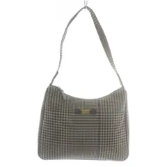 ローレンラルフローレン LAUREN RALPH LAUREN トートバッグ ワンショルダー キャンバス レザー 千鳥格子 千鳥柄 ロゴ 黒 ブラック 茶色 ブラウン /XZ ■GY11